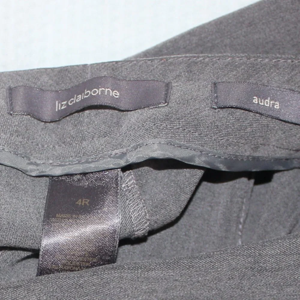 💟 Liz Claiborne Gray Audra Dress Trousers Pants Size 4 Regular